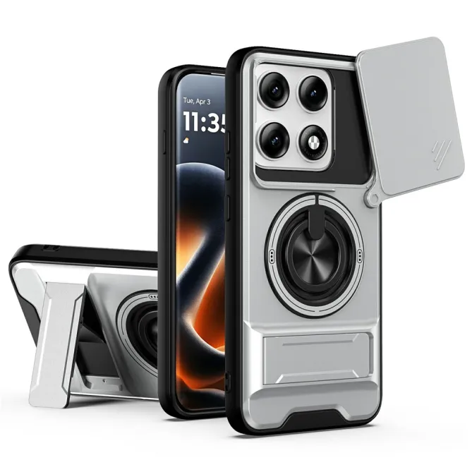Coque Motorola Edge 70 Pro Cache Caméra Coulissant Anneau et Double Béquille
