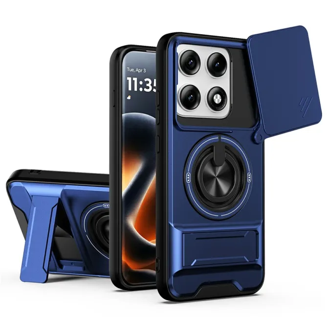 Coque Motorola Edge 70 Pro Cache Caméra Coulissant Anneau et Double Béquille