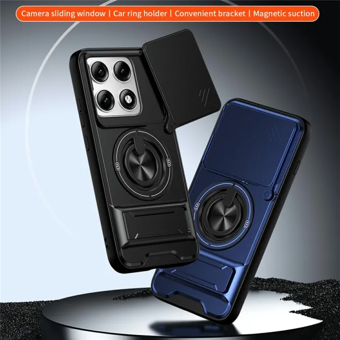 Coque Motorola Edge 70 Pro Cache Caméra Coulissant Anneau et Double Béquille