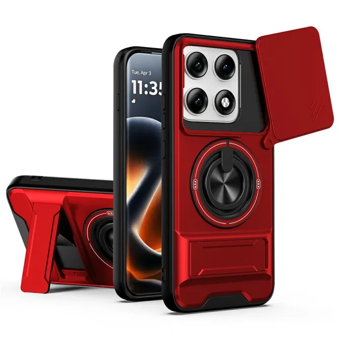 Coque Motorola Edge 70 Pro Cache Caméra Coulissant Anneau et Double Béquille