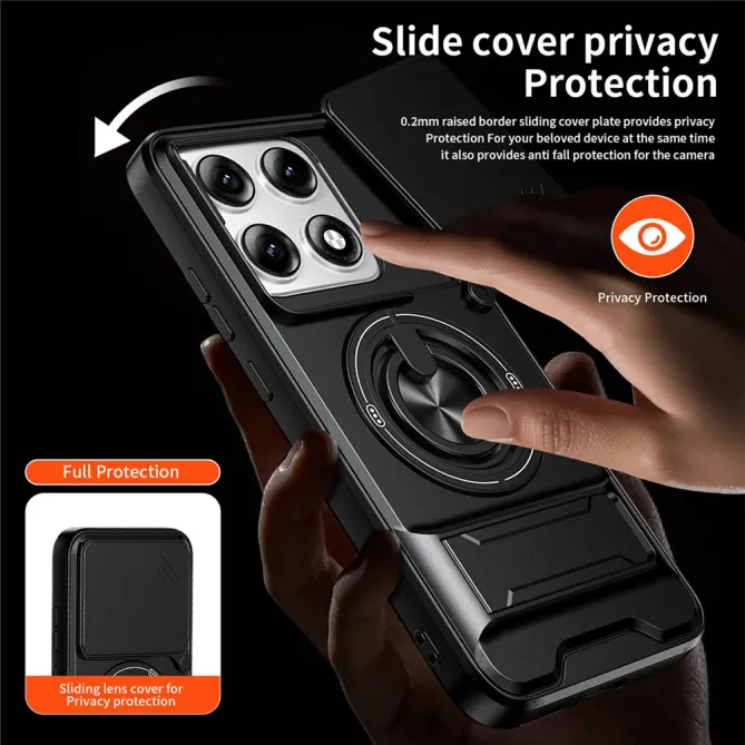 Coque Motorola Edge 70 Pro Cache Caméra Coulissant Anneau et Double Béquille