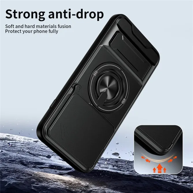 Coque Motorola Edge 70 Pro Cache Caméra Coulissant Anneau et Double Béquille