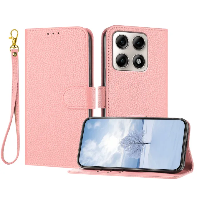 Housse Motorola Edge 70 Pro Simili Cuir Litchi avec Dragonne