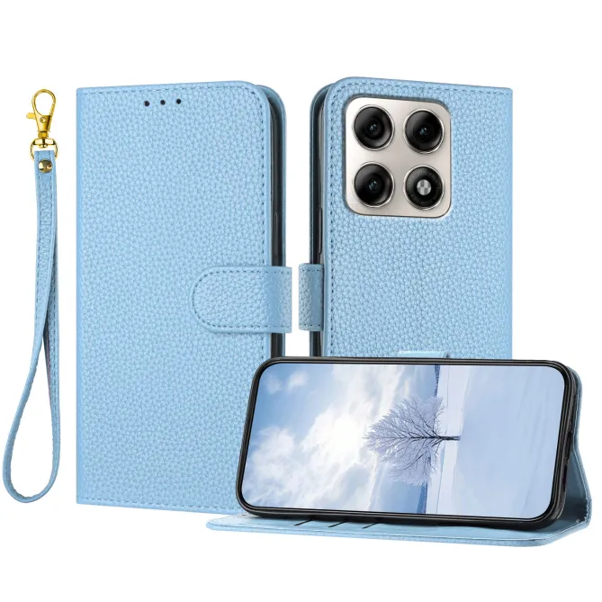 Housse Motorola Edge 70 Pro Simili Cuir Litchi avec Dragonne