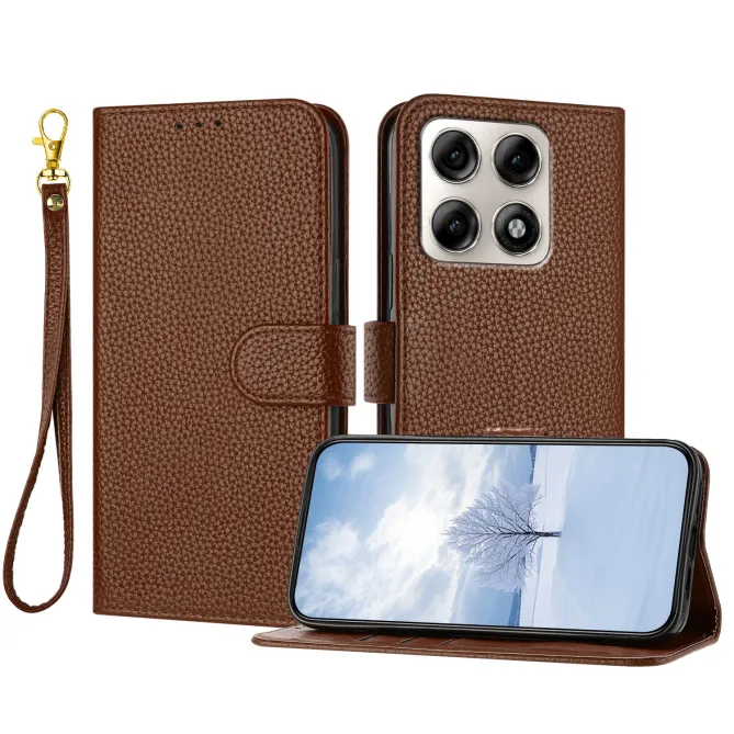 Housse Motorola Edge 70 Pro Simili Cuir Litchi avec Dragonne