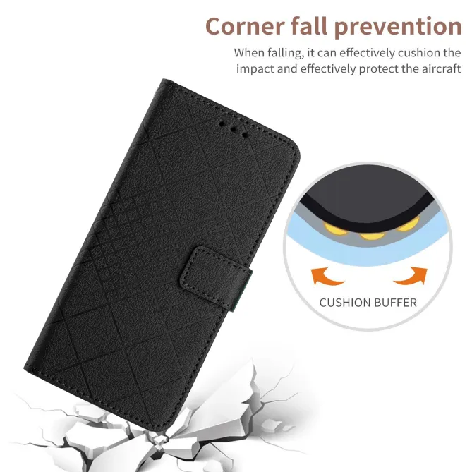 Housse Motorola Edge 70 Pro Litchi Losanges Gravés avec Dragonne