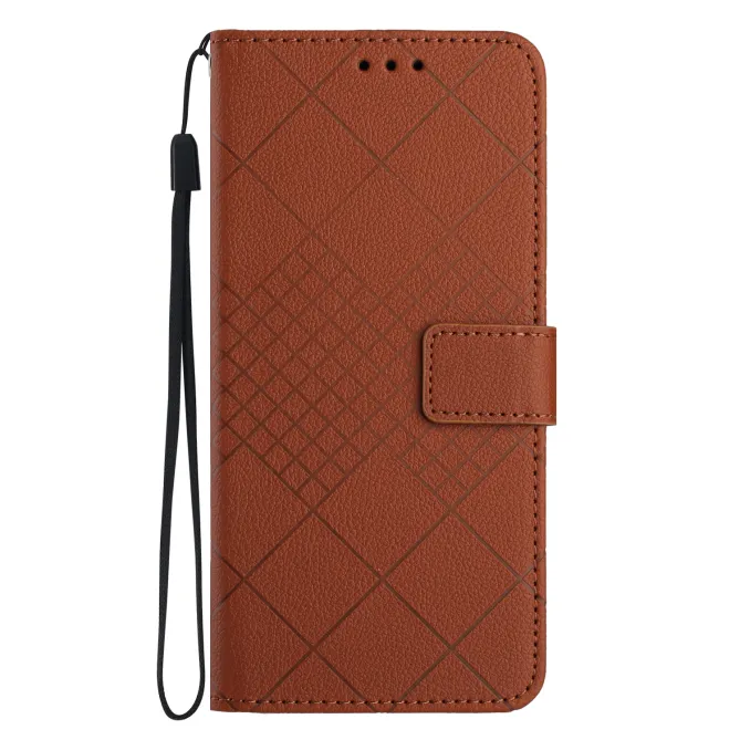 Housse Motorola Edge 70 Pro Litchi Losanges Gravés avec Dragonne