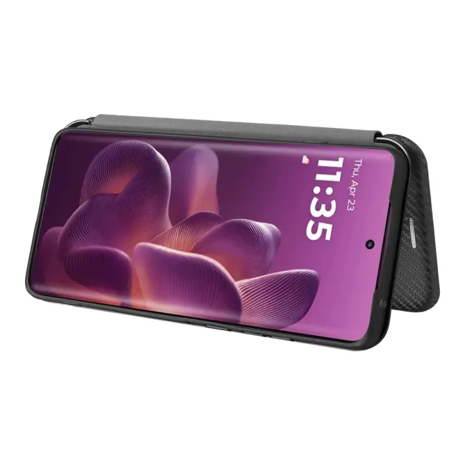 Housse Motorola Edge 70 Pro Simili Cuir Style Fibre de Carbone