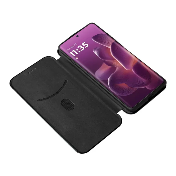 Housse Motorola Edge 70 Pro Simili Cuir Style Fibre de Carbone