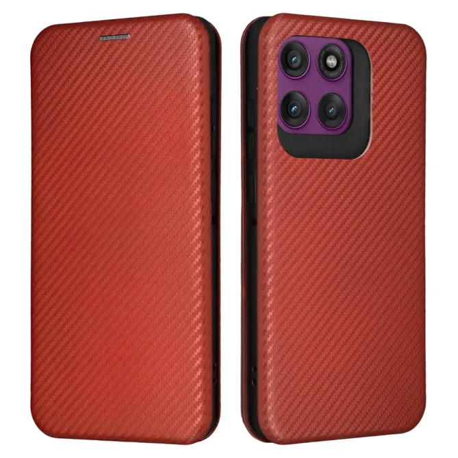 Housse Motorola Edge 70 Pro Simili Cuir Style Fibre de Carbone