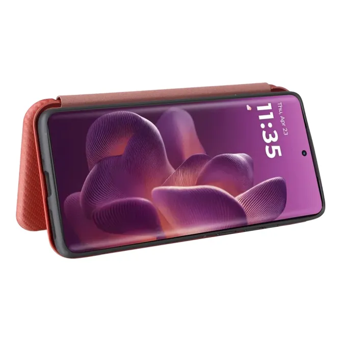 Housse Motorola Edge 70 Pro Simili Cuir Style Fibre de Carbone