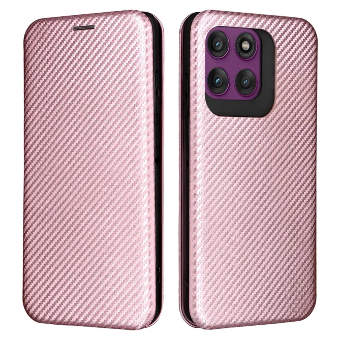 Housse Motorola Edge 70 Pro Simili Cuir Style Fibre de Carbone