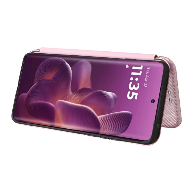 Housse Motorola Edge 70 Pro Simili Cuir Style Fibre de Carbone