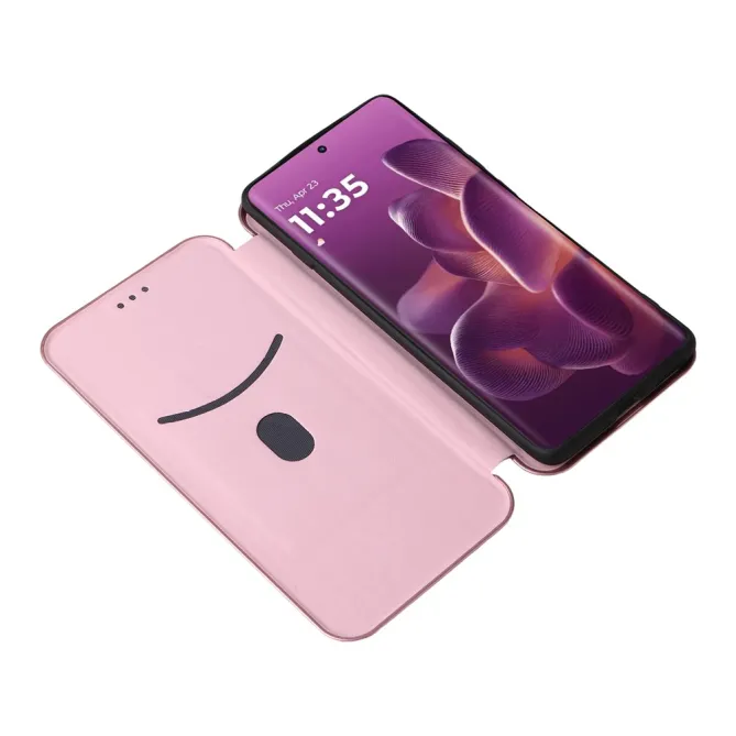 Housse Motorola Edge 70 Pro Simili Cuir Style Fibre de Carbone