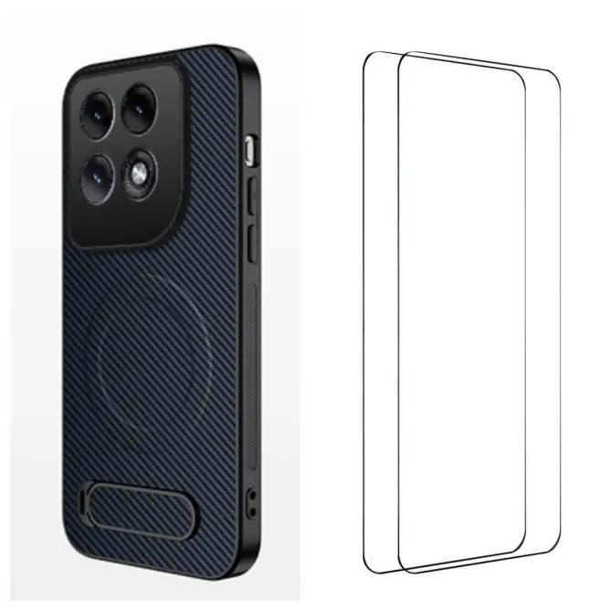 Coque Motorola Edge 70 Pro Fibre de Carbone Magnétique Support + 2 Verres Trempés