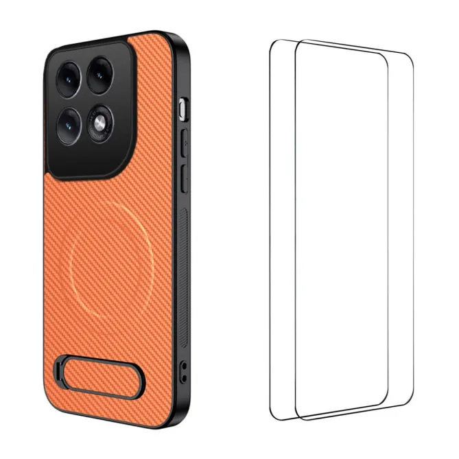 Coque Motorola Edge 70 Pro Fibre de Carbone Magnétique Support + 2 Verres Trempés