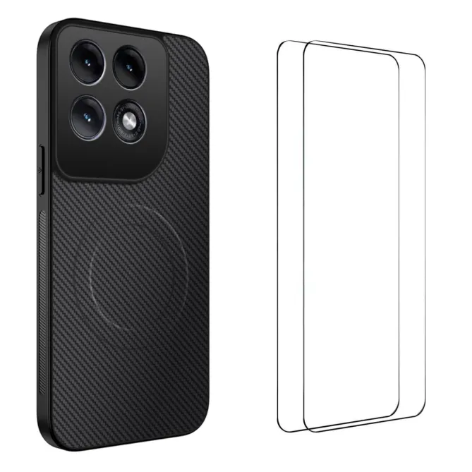 Coque Motorola Edge 70 Pro Fibre de Carbone Magnétique avec 2 Verres Trempés