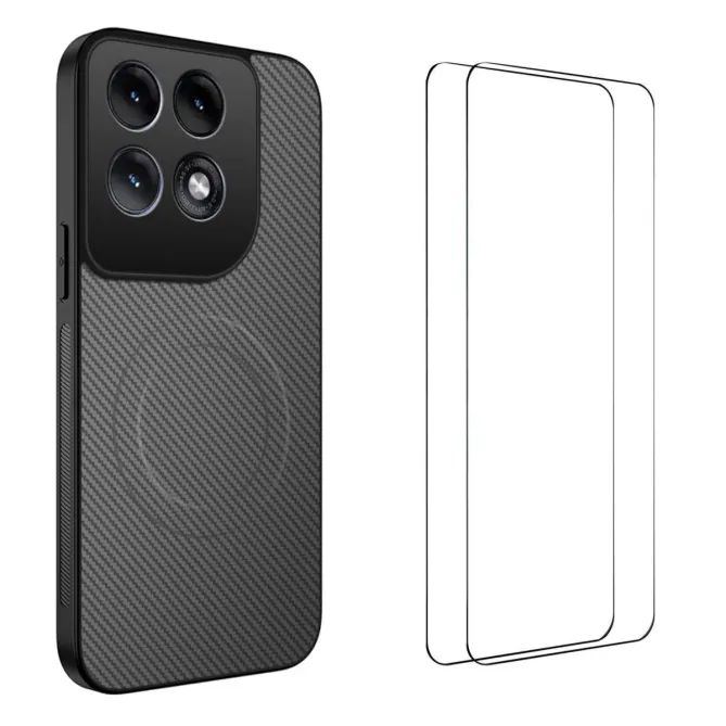 Coque Motorola Edge 70 Pro Fibre de Carbone Magnétique avec 2 Verres Trempés