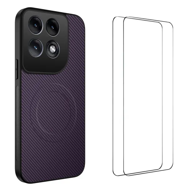 Coque Motorola Edge 70 Pro Fibre de Carbone Magnétique avec 2 Verres Trempés