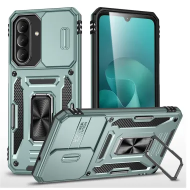 Coque Samsung Galaxy A27 Cache Caméra Coulissant et Anneau Béquille