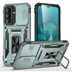Coque Samsung Galaxy A27 Cache Caméra Coulissant et Anneau Béquille