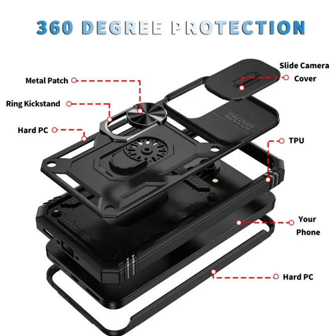 Coque Samsung Galaxy A27 Armure Volet Caméra et Anneau Support