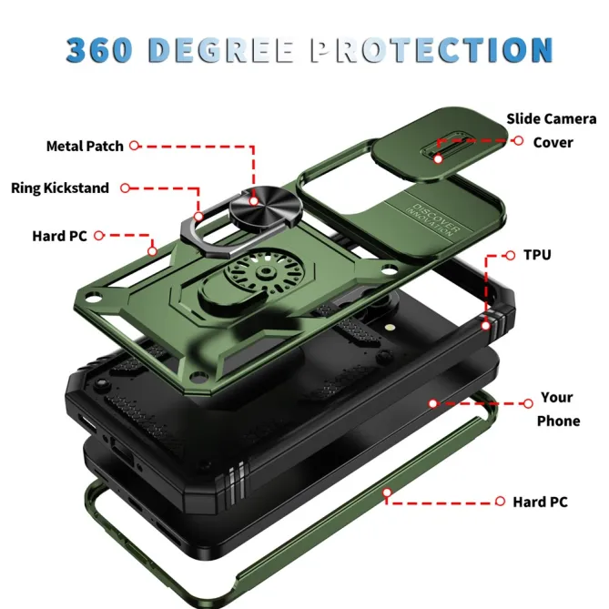Coque Samsung Galaxy A27 Armure Volet Caméra et Anneau Support