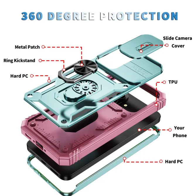 Coque Samsung Galaxy A27 Armure Volet Caméra et Anneau Support