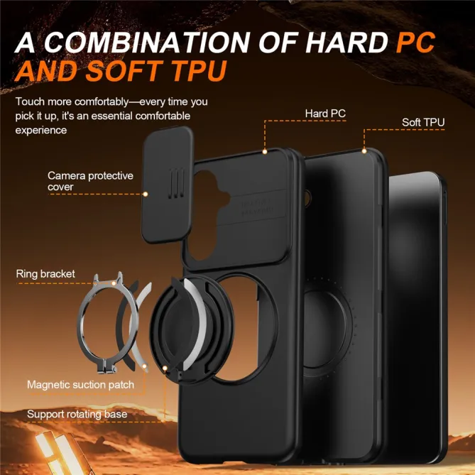 Coque Samsung Galaxy A27 Magnétique Anneau et Volet Caméra Finition Mate