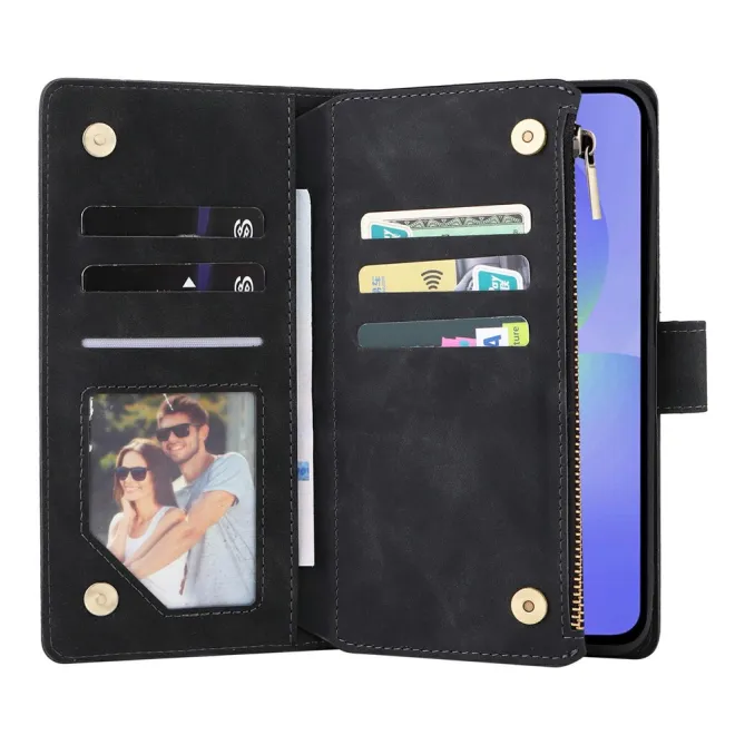 Housse Samsung Galaxy A27 Portefeuille Zippé Multi-Cartes avec Dragonne