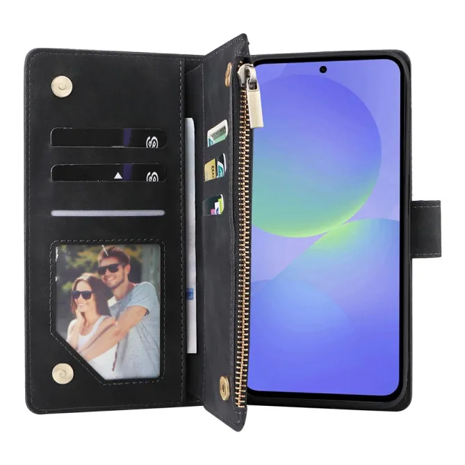 Housse Samsung Galaxy A27 Portefeuille Zippé Multi-Cartes avec Dragonne