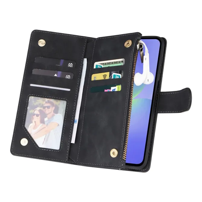 Housse Samsung Galaxy A27 Portefeuille Zippé Multi-Cartes avec Dragonne