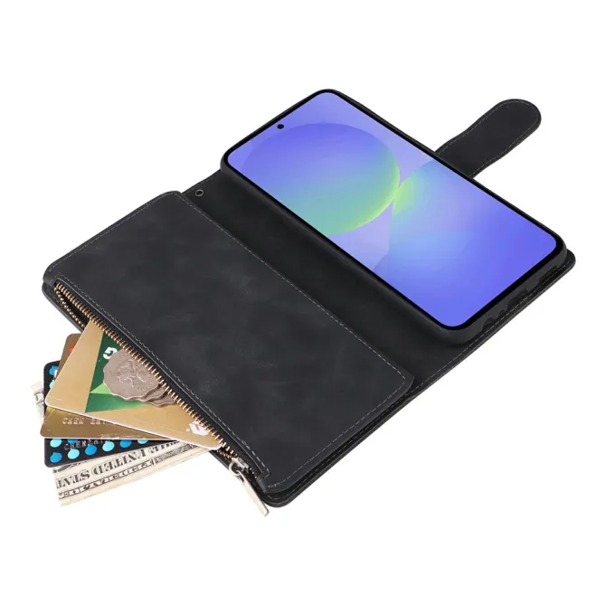 Housse Samsung Galaxy A27 Portefeuille Zippé Multi-Cartes avec Dragonne
