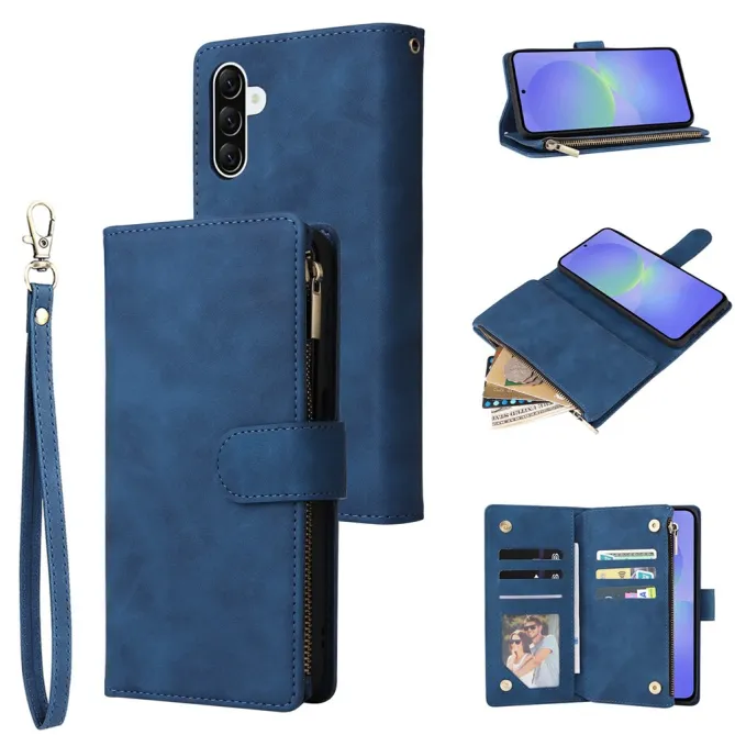 Housse Samsung Galaxy A27 Portefeuille Zippé Multi-Cartes avec Dragonne