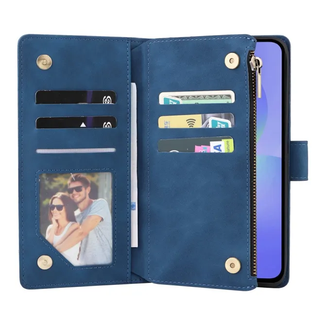 Housse Samsung Galaxy A27 Portefeuille Zippé Multi-Cartes avec Dragonne