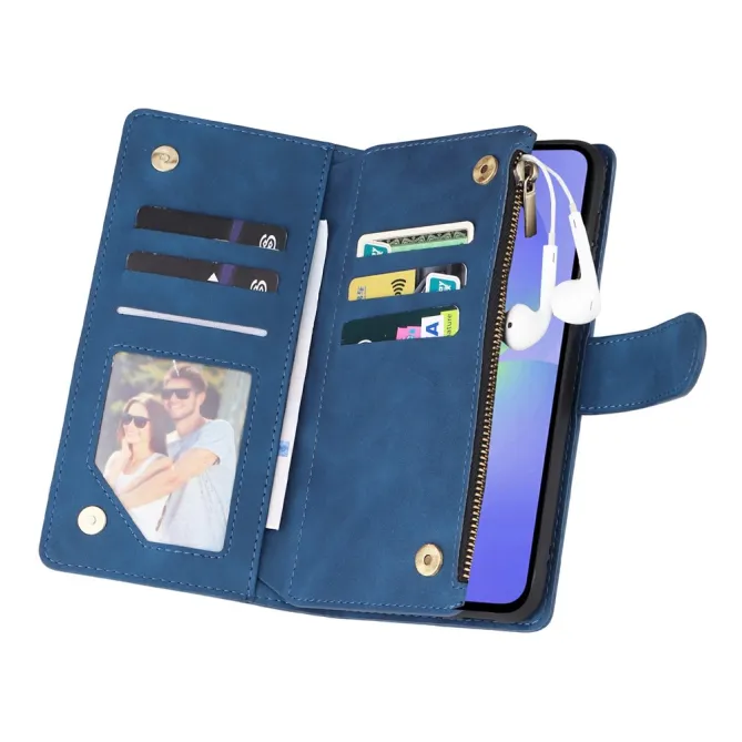 Housse Samsung Galaxy A27 Portefeuille Zippé Multi-Cartes avec Dragonne