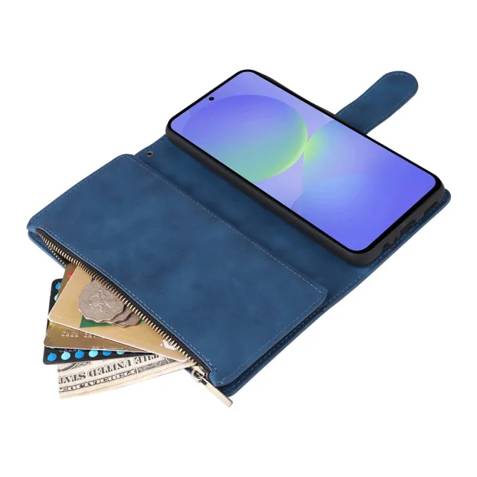 Housse Samsung Galaxy A27 Portefeuille Zippé Multi-Cartes avec Dragonne