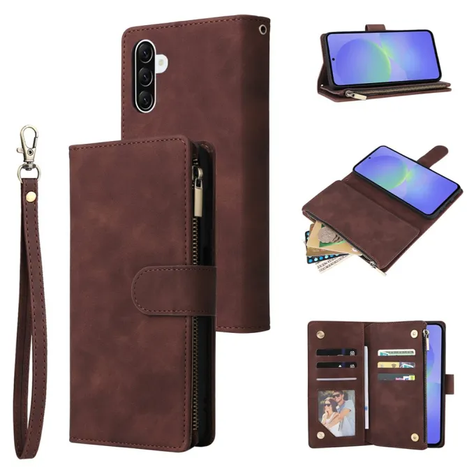 Housse Samsung Galaxy A27 Portefeuille Zippé Multi-Cartes avec Dragonne