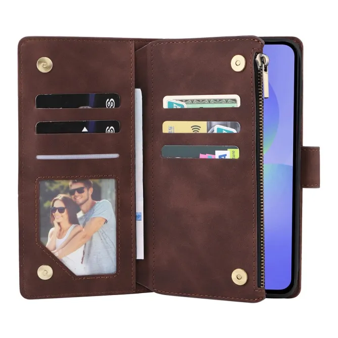 Housse Samsung Galaxy A27 Portefeuille Zippé Multi-Cartes avec Dragonne
