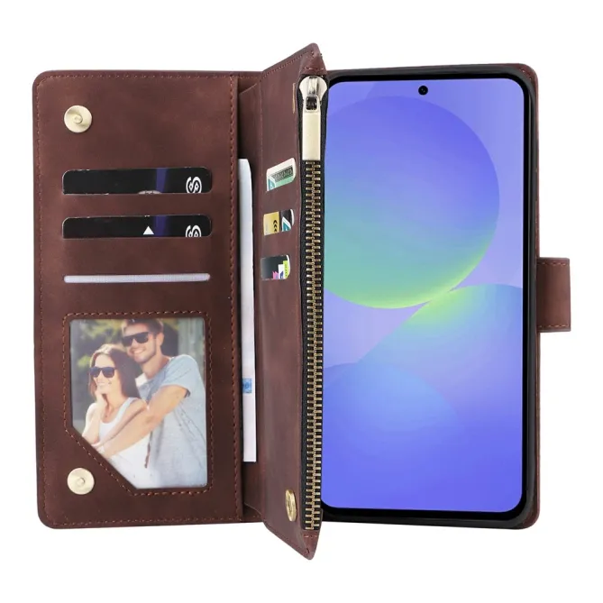 Housse Samsung Galaxy A27 Portefeuille Zippé Multi-Cartes avec Dragonne
