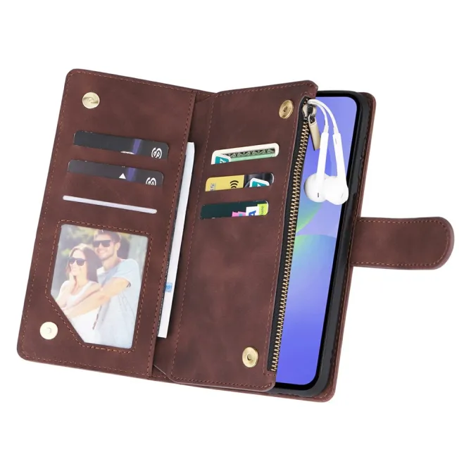 Housse Samsung Galaxy A27 Portefeuille Zippé Multi-Cartes avec Dragonne