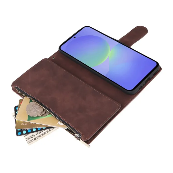 Housse Samsung Galaxy A27 Portefeuille Zippé Multi-Cartes avec Dragonne