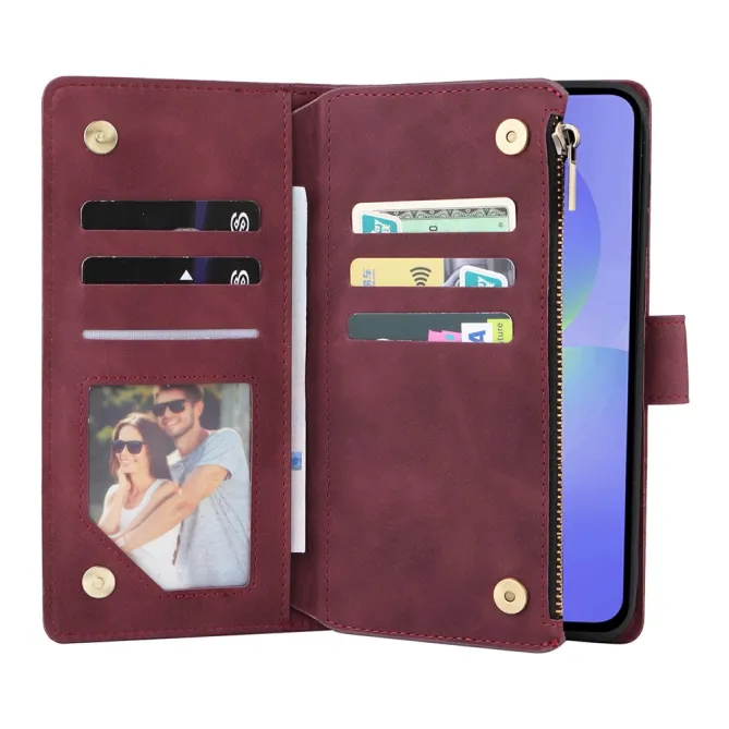Housse Samsung Galaxy A27 Portefeuille Zippé Multi-Cartes avec Dragonne