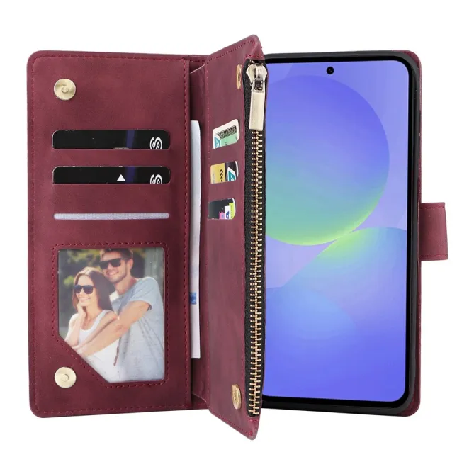 Housse Samsung Galaxy A27 Portefeuille Zippé Multi-Cartes avec Dragonne