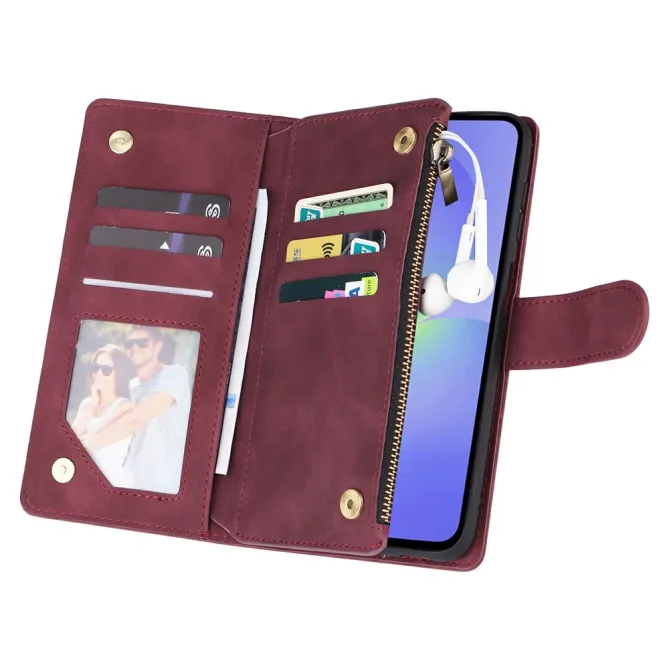 Housse Samsung Galaxy A27 Portefeuille Zippé Multi-Cartes avec Dragonne