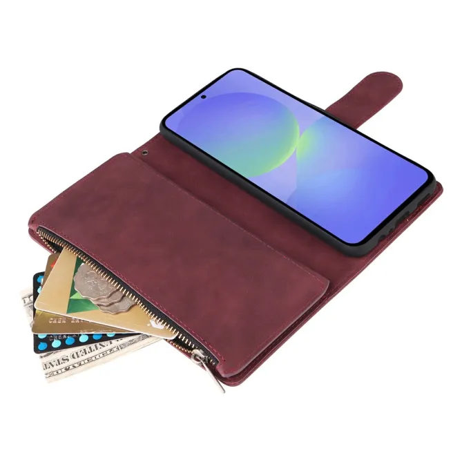 Housse Samsung Galaxy A27 Portefeuille Zippé Multi-Cartes avec Dragonne