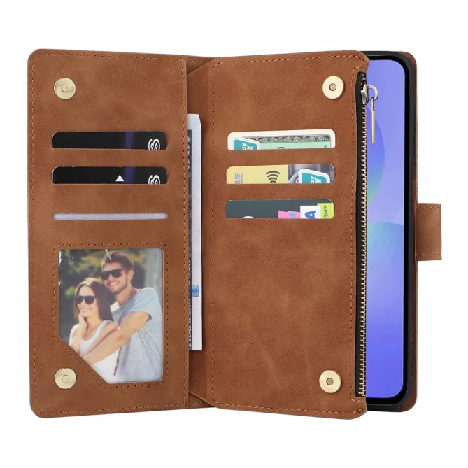 Housse Samsung Galaxy A27 Portefeuille Zippé Multi-Cartes avec Dragonne