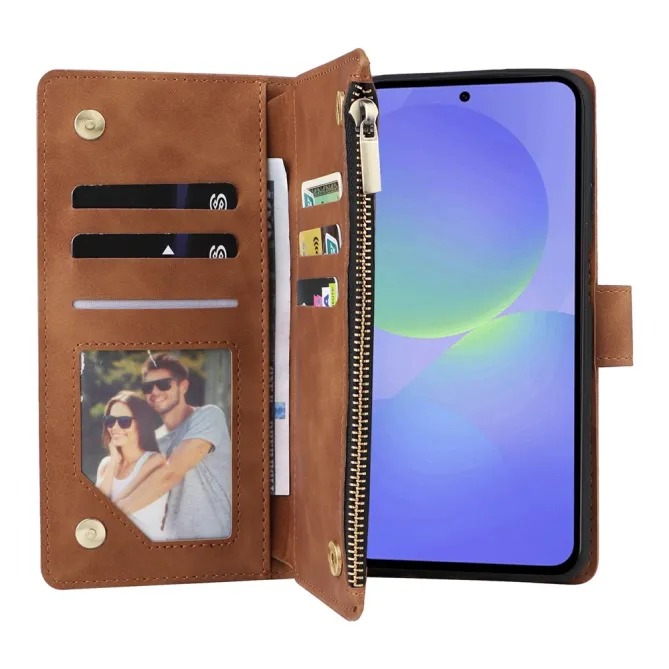 Housse Samsung Galaxy A27 Portefeuille Zippé Multi-Cartes avec Dragonne