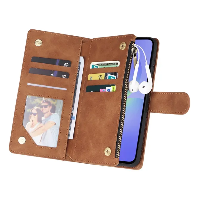 Housse Samsung Galaxy A27 Portefeuille Zippé Multi-Cartes avec Dragonne