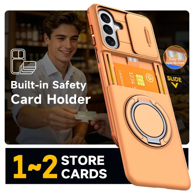 Coque Samsung Galaxy A27 Cache Caméra Anneau et Rangement Cartes